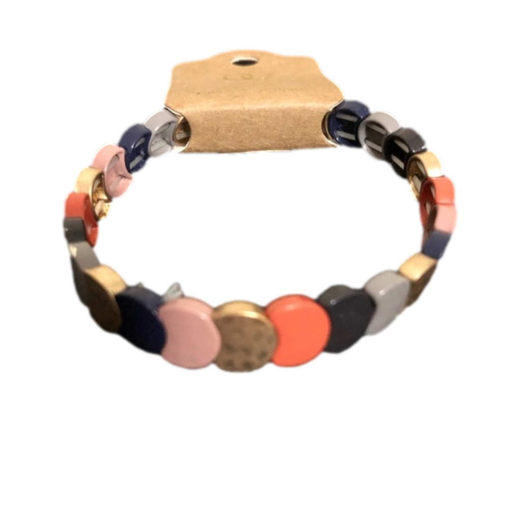 Multi-Color Overlapping Disk Stretch Bracelet